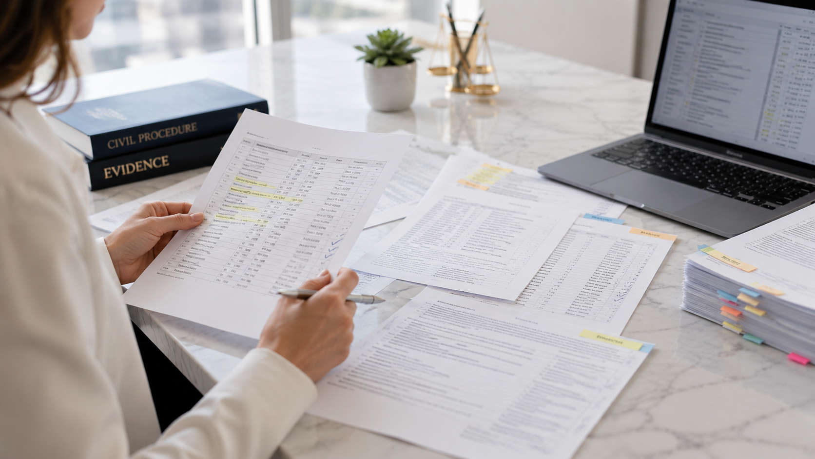 Legal staff reviewing a document production for Bates numbering and page-range issues